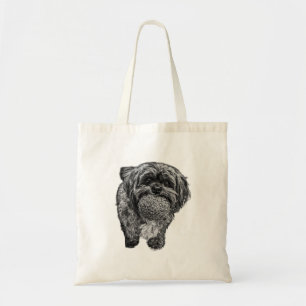 Shih Tzu & Ball Tote Handgezeichnete Hundekunst Tragetasche