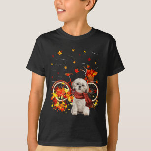 Shih Tzu Bike Herbst Hund Leaf Fall Spaß Herbst Y  T-Shirt