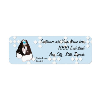 Shih-Tzu - Blau mit weißem Diamantdesign
