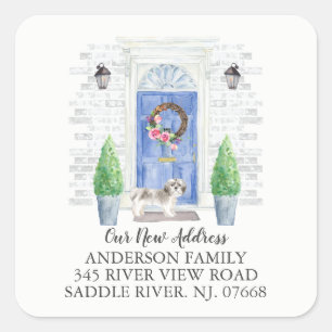 Shih tzu Blue Dose New Address Label Aufkleber
