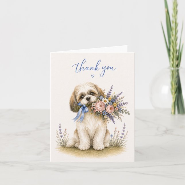 Shih Tzu Blumenstrauß Danke (Vorderseite)