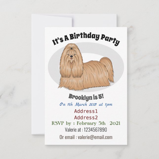 Shih tzu-Cartoon-Illustration Einladung (Vorderseite)