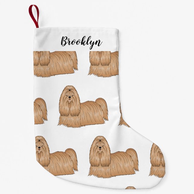 Shih tzu-Cartoon-Illustration Kleiner Weihnachtsstrumpf (Vorderseite)