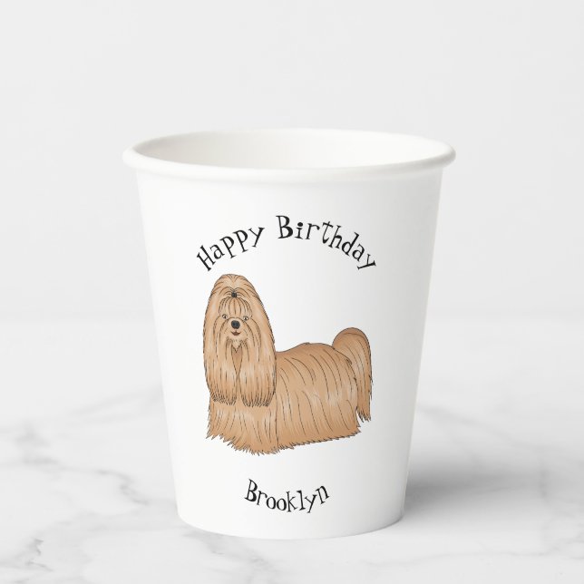 Shih tzu-Cartoon-Illustration Pappbecher (Vorderseite)