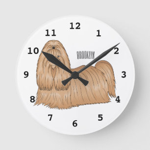 Shih tzu-Cartoon-Illustration Runde Wanduhr