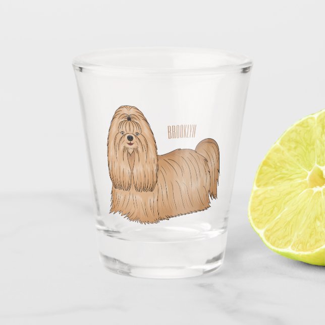 Shih tzu-Cartoon-Illustration Schnapsglas (Vorderseite)