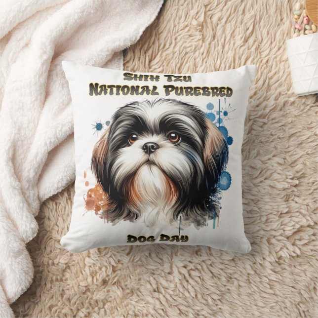 Shih Tzu Celebration on National Purebred Dog Day Kissen (Decke)