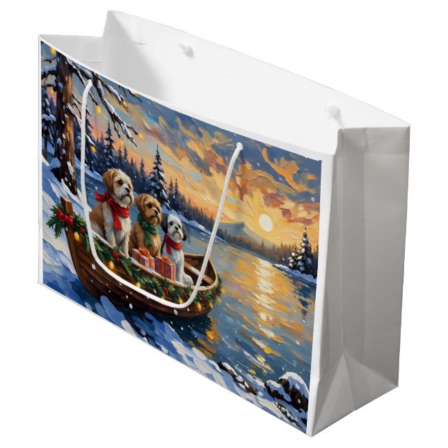 Shih Tzu Christmas Boat Holiday Große Geschenktüte (Vorderseite Schrägansicht)