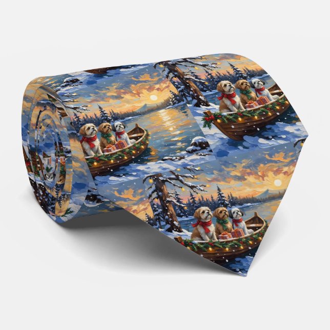 Shih Tzu Christmas Boat Holiday Krawatte (Gerollt)