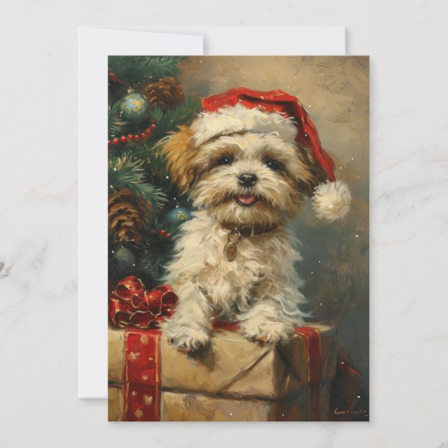 Shih Tzu Christmas Feiertagskarte (Vorderseite)