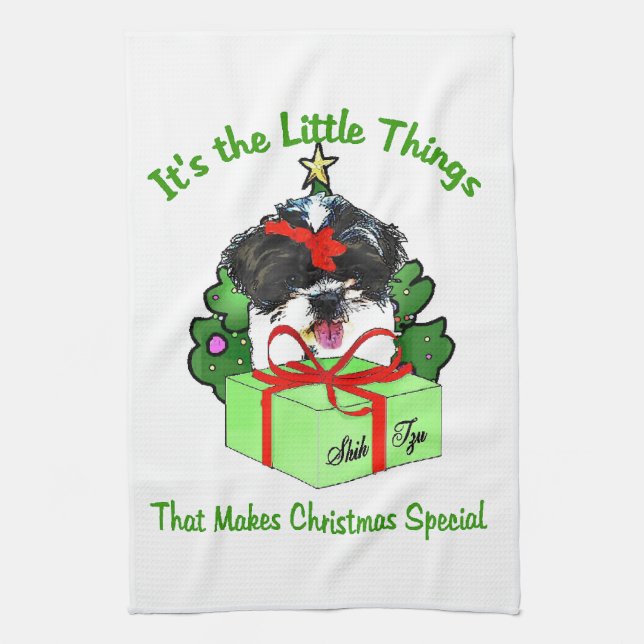 Shih Tzu Christmas Geschirrtuch (Vertikal)
