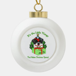 Shih Tzu Christmas Keramik Kugel-Ornament