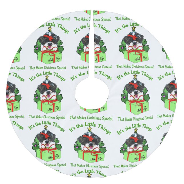Shih Tzu Christmas Polyester Weihnachtsbaumdecke (Vorderseite)