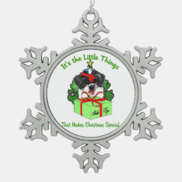 Shih Tzu Christmas Schneeflocken Zinn-Ornament