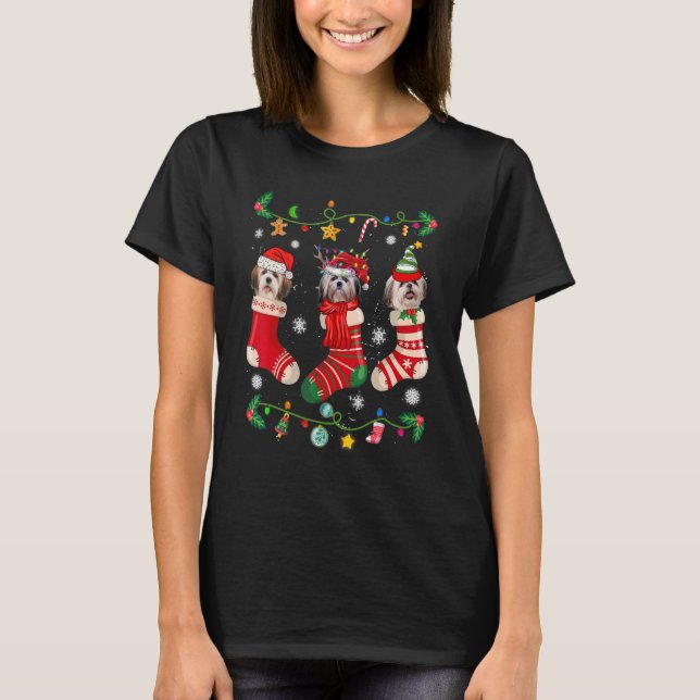 Shih Tzu Christmas Socks Xmas Dog   T-Shirt (Vorderseite)
