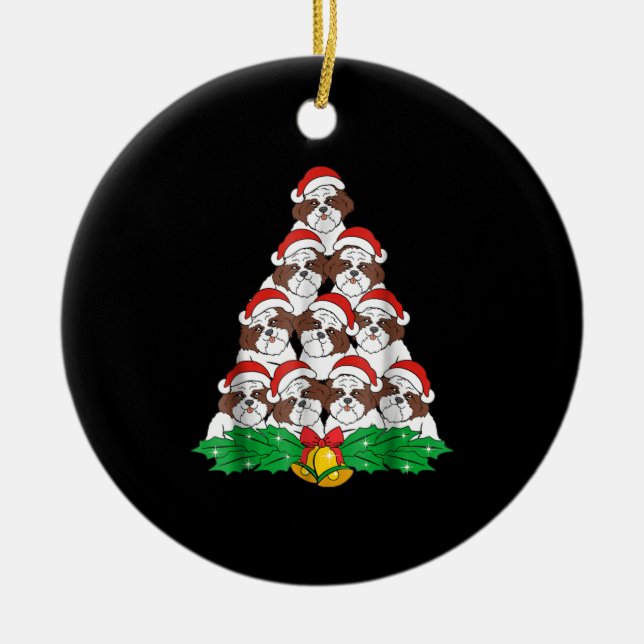 Shih Tzu Christmas Tree Dog Xmas Lover Keramik Ornament (Vorne)