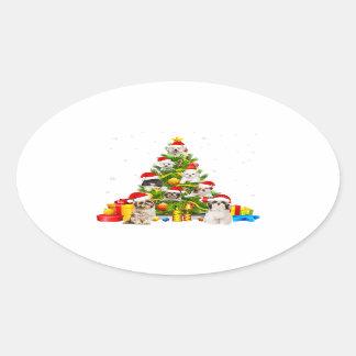 Shih Tzu Christmas Tree X-mas | Shih Tzu Lover Ovaler Aufkleber