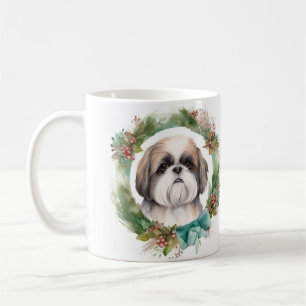 Shih Tzu Christmas Wreath Festivals Kaffeetasse