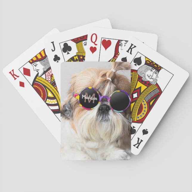 Shih Tzu Cool lustiges niedliches Foto Custom Mono Spielkarten (Rückseite)