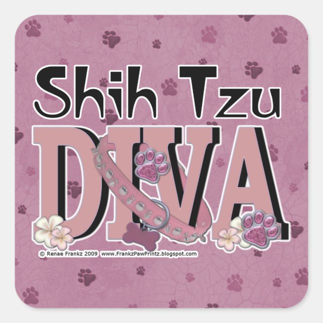 Shih Tzu DIVA Quadratischer Aufkleber (Vorderseite)