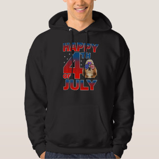 Shih Tzu Dog American Flag Brille Happy 4. Ju Hoodie