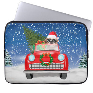 Shih Tzu Dog Autofahren Auto in Schnee Weihnachten Laptopschutzhülle