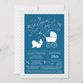 Shih Tzu Dog Baby Shower Blue Boy Einladung