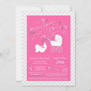 Shih Tzu Dog Babydusche Pink Girl Einladung