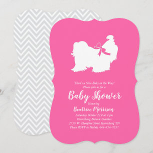 Shih Tzu Dog Babydusche Pink Girl Einladung