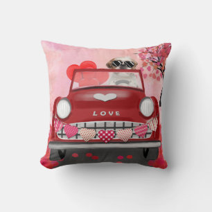 Shih Tzu Dog Car mit Herz-Valentine Kissen