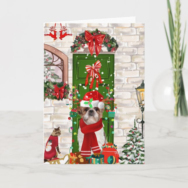 Shih Tzu Dog Christmas Karte (Vorderseite)