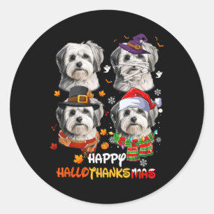 Shih Tzu Dog Hallothanksmas Halloween-Erntedank Runder Aufkleber