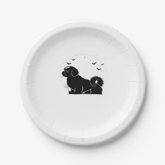 Shih Tzu Dog � Halloween Moon Silhouette Classic T Pappteller (Vorderseite)