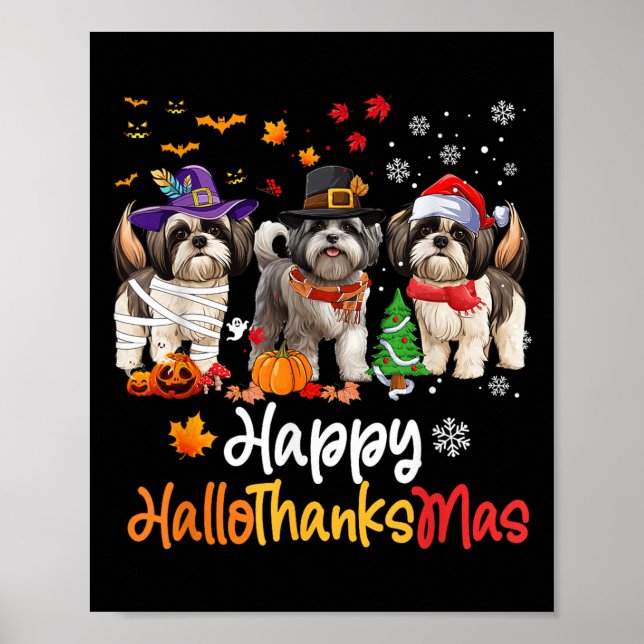 Shih Tzu Dog Halloween Weihnachtsgeschenk Hallowee Poster (Vorne)