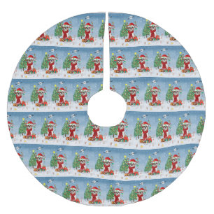 Shih Tzu Dog in Schnee Weihnachten Polyester Weihnachtsbaumdecke