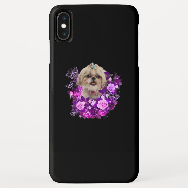 Shih Tzu Dog Lila Rose Blume Blumengeschenk Idee . Case-Mate iPhone Hülle (Rückseite)