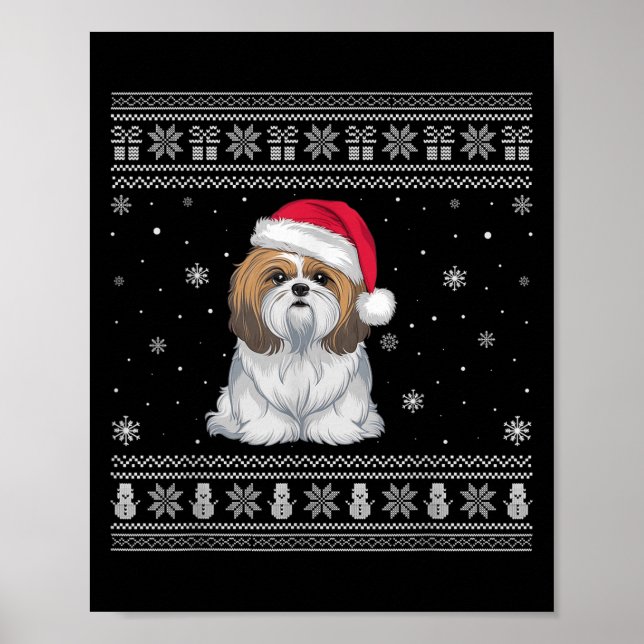 Shih Tzu Dog Lovers Men Women Santa Ugly Xmas Swea Poster (Vorne)
