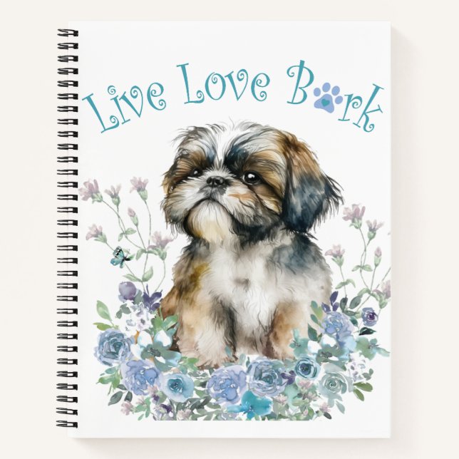 Shih Tzu Dog Mama Floral Notizbuch (Vorderseite)