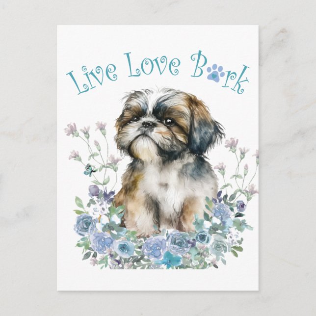 Shih Tzu Dog Mama Floral Postkarte (Vorderseite)