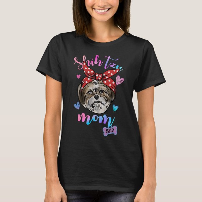 Shih tzu Dog Mama Welpe Mama T-Shirt (Vorderseite)