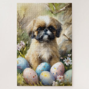Shih Tzu Dog mit Ostereier Urlaub