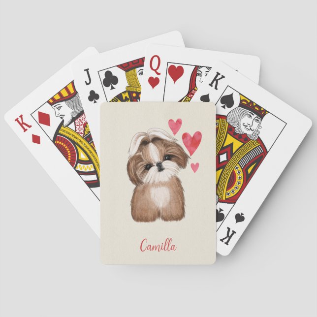 Shih Tzu Dog Personalisiert Name des Hauses Spielkarten (Rückseite)