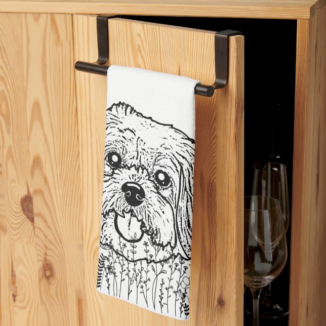 Shih Tzu Dog Personalisiert Zeichnend Hand Geschirrtuch (Drittel gefaltet)