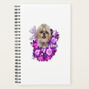 Shih Tzu Dog Purple Rose Flower Floral Gift Planer