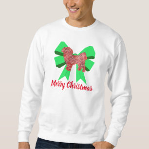 Shih Tzu Dog Silhouette Green Bow Weihnachten Sweatshirt