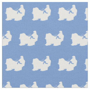 Shih Tzu Dog Silhouette Pet Light Blue Stoff