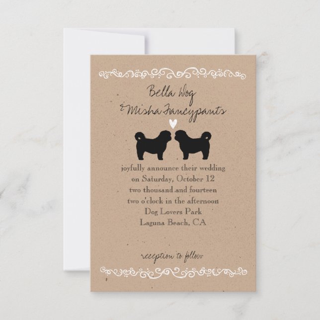 Shih Tzu Dog Silhouetten Einladung Hochzeit (Vorderseite)