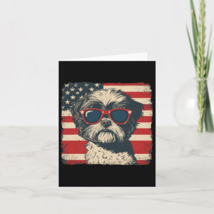 Shih Tzu Dog Usa Flag Patriotischer Amerikanische  Karte