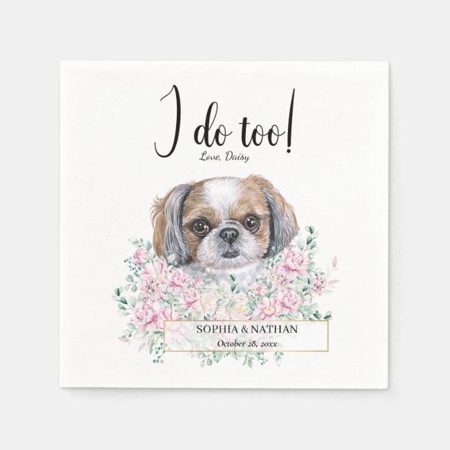 Shih Tzu Dog Wedding Cocktail Napkins Serviette (Vorderseite)