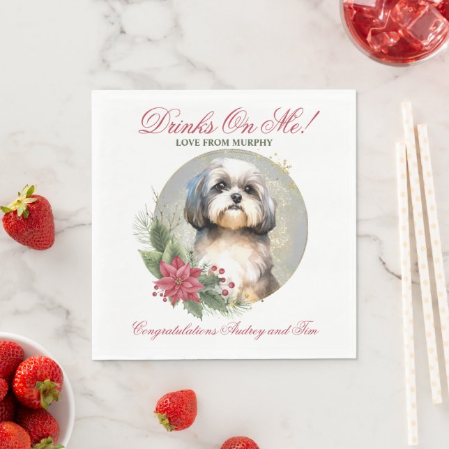 Shih Tzu Dog Wedding Napkins mit Hunde Foto Serviette (Beispiel)